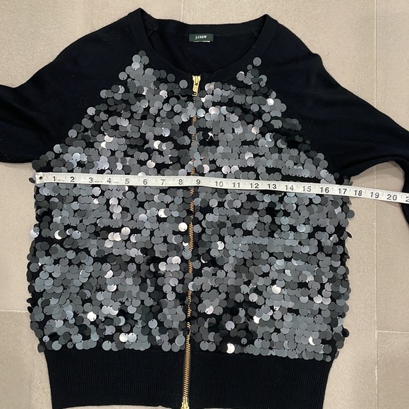 J. Crew sequin Paillette merino wool cardigan w zipper - Picture 7 of 17